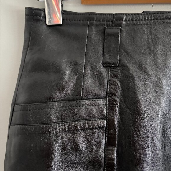 Vintage Black Leather Skirt - Picture 5 of 7